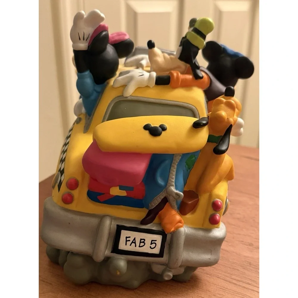 Disney Mickey‎ Mouse & Friends Coin Piggy Bank Taxi Cab Fab 5 Five Yellow Car